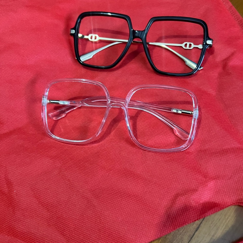 Stylish Black and Clear Square Frame Glasses